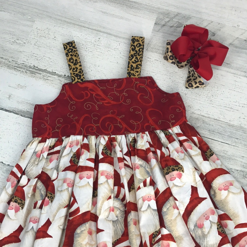 Santa Leopard Holiday dress size 4 / 5 - Picture 2 of 8